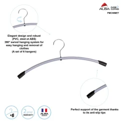 Alba Kleerhangers Grijs 450 x 220 mm 6 Stuks