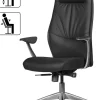 AMSTYLE Bureaustoel Synchroonmechanisme Vaste armleuning Hoogteverstelbaar Zwart Max. 120 kg SPM1.141 1270 x 670 x 580 mm