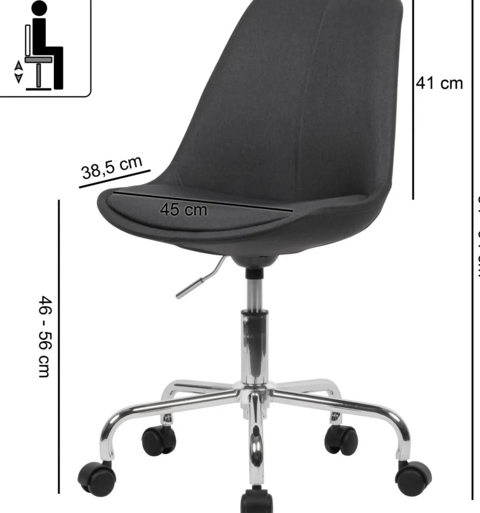 AMSTYLE Draaistoel Niet afsluitbaar 650 x 560 x 940 mm Zwart