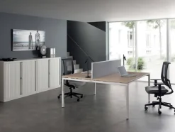 Bisley Bureautafel Quattro desk basic Eiken, wit 1.600 x 1.640 x 740 mm fh