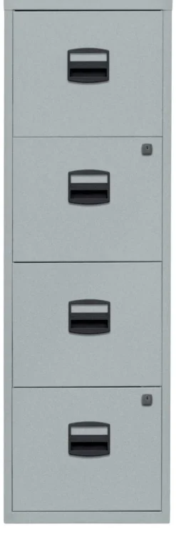 Bisley Home Metaal Archiefkast 4 Lades Afsluitbaar 413 x 400 x 1.321 mm Zilver
