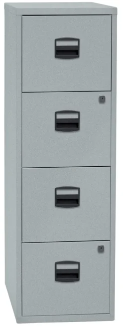 Bisley Home Metaal Archiefkast 4 Lades Afsluitbaar 413 x 400 x 1.321 mm Zilver