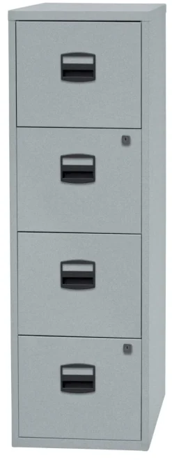 Bisley Home Metaal Archiefkast 4 Lades Afsluitbaar 413 x 400 x 1.321 mm Zilver