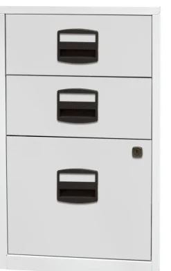 Bisley Home Staal Kast 3 Lades Afsluitbaar 413 x 400 x 672 mm Lichtgrijs