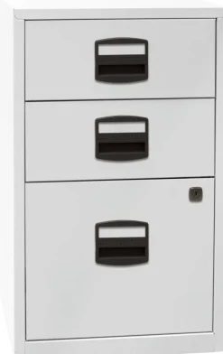 Bisley Home Staal Kast 3 Lades Afsluitbaar 413 x 400 x 672 mm Lichtgrijs
