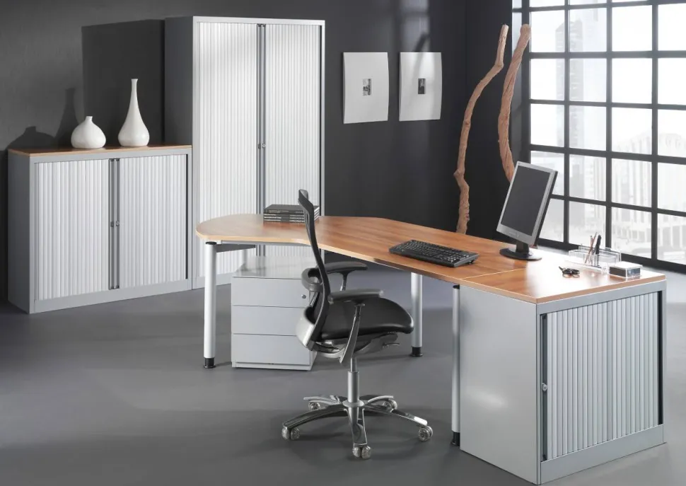 Bisley Roldeurkast Kunststof, metaal 2 Planken Afsluitbaar 1.200 x 430 x 1.181 mm Zwart