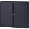 Bisley Roldeurkast Kunststof, Staal 1 Plank Afsluitbaar 1.200 x 430 x 1.030 mm Donkergrijs