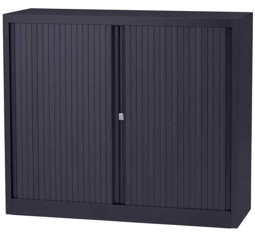 Bisley Roldeurkast Kunststof, Staal 1 Plank Afsluitbaar 1.200 x 430 x 1.030 mm Donkergrijs