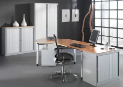 Bisley Roldeurkast Kunststof, metaal 2 Planken Afsluitbaar 1.200 x 430 x 1.181 mm Grijs