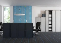 Bisley Roldeurkast Kunststof, metaal 3 Planken Afsluitbaar 1.200 x 430 x 1.637 mm Grijs