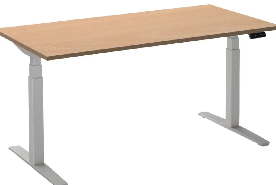 Ceha Adjust 2 Plus Elektrisch hoogteverstelbaar Zit-sta-bureau Rechthoekig Beuken T-Voet 1,600 (B) x 800 (D) x 1,300 (H) mm Melamine, metaal
