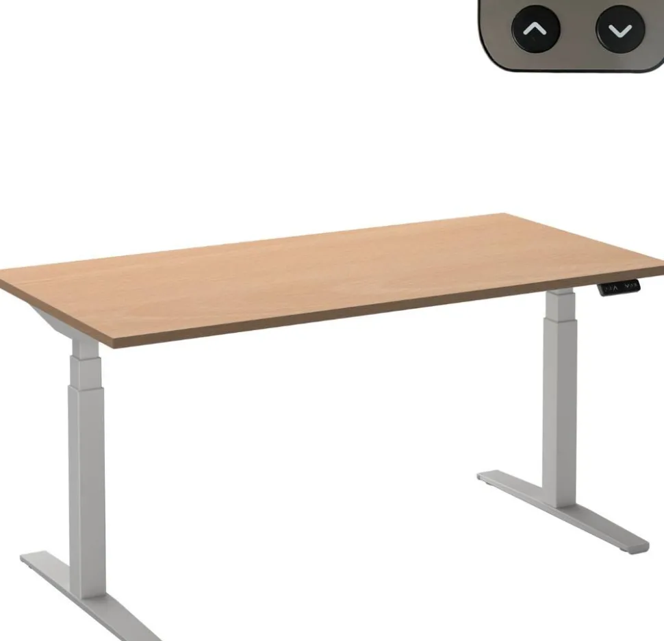 Ceha Adjust 2 Plus Elektrisch hoogteverstelbaar Zit-sta-bureau Rechthoekig Beuken T-Voet 1,600 (B) x 800 (D) x 1,300 (H) mm Melamine, metaal