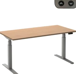 Ceha Adjust 2 Plus Elektrisch hoogteverstelbaar Zit-sta-bureau Rechthoekig Beuken T-Voet 1,600 (B) x 800 (D) x 1,300 (H) mm Melamine, metaal