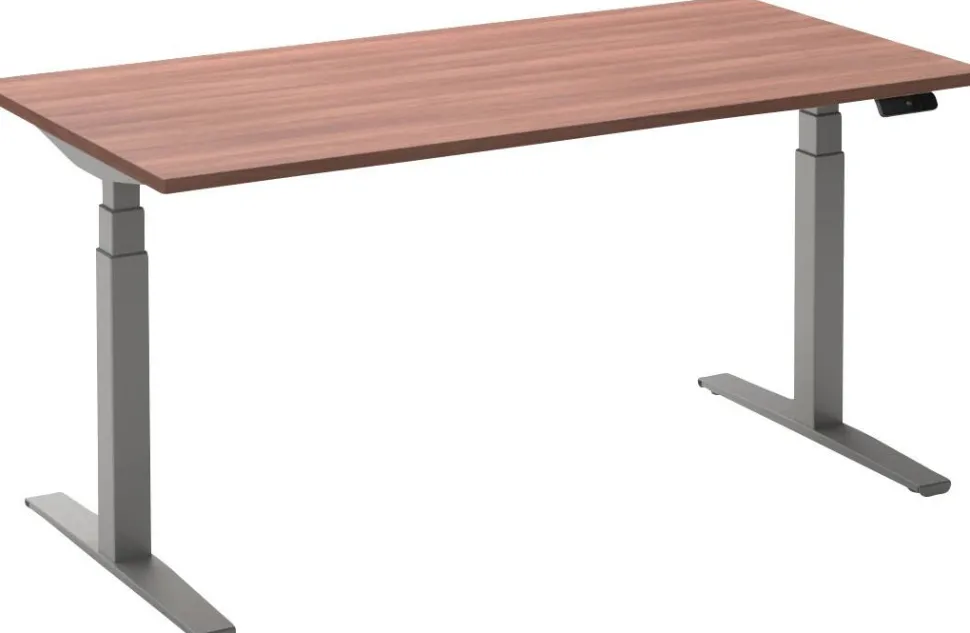 Ceha Adjust 2 Plus Elektrisch hoogteverstelbaar Zit-sta-bureau Rechthoekig Havanabruin Eiken T-Voet 1,400 (B) x 800 (D) x 1,300 (H) mm Melamine, metaal