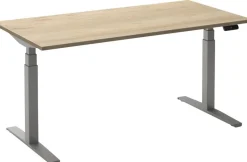 Ceha Adjust 2 Plus Elektrisch hoogteverstelbaar Zit-sta-bureau Rechthoekig Wit Eiken T-Voet 1,800 (B) x 800 (D) x 1,300 (H) mm Melamine, metaal