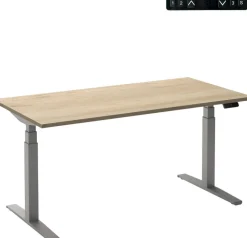 Ceha Adjust 2 Plus Elektrisch hoogteverstelbaar Zit-sta-bureau Rechthoekig Wit Eiken T-Voet 1,800 (B) x 800 (D) x 1,300 (H) mm Melamine, metaal