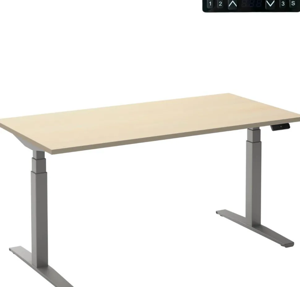 Ceha Adjust 2 Plus Elektrisch hoogteverstelbaar Zit-sta-bureau Rechthoekig Ahorn T-Voet 1,800 (B) x 900 (D) x 1,300 (H) mm Melamine, metaal