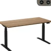 Ceha Adjust 2 Plus Elektrisch hoogteverstelbaar Zit-sta-bureau Rechthoekig Tabak Eiken T-Voet 1,600 (B) x 800 (D) x 1,300 (H) mm Melamine, metaal