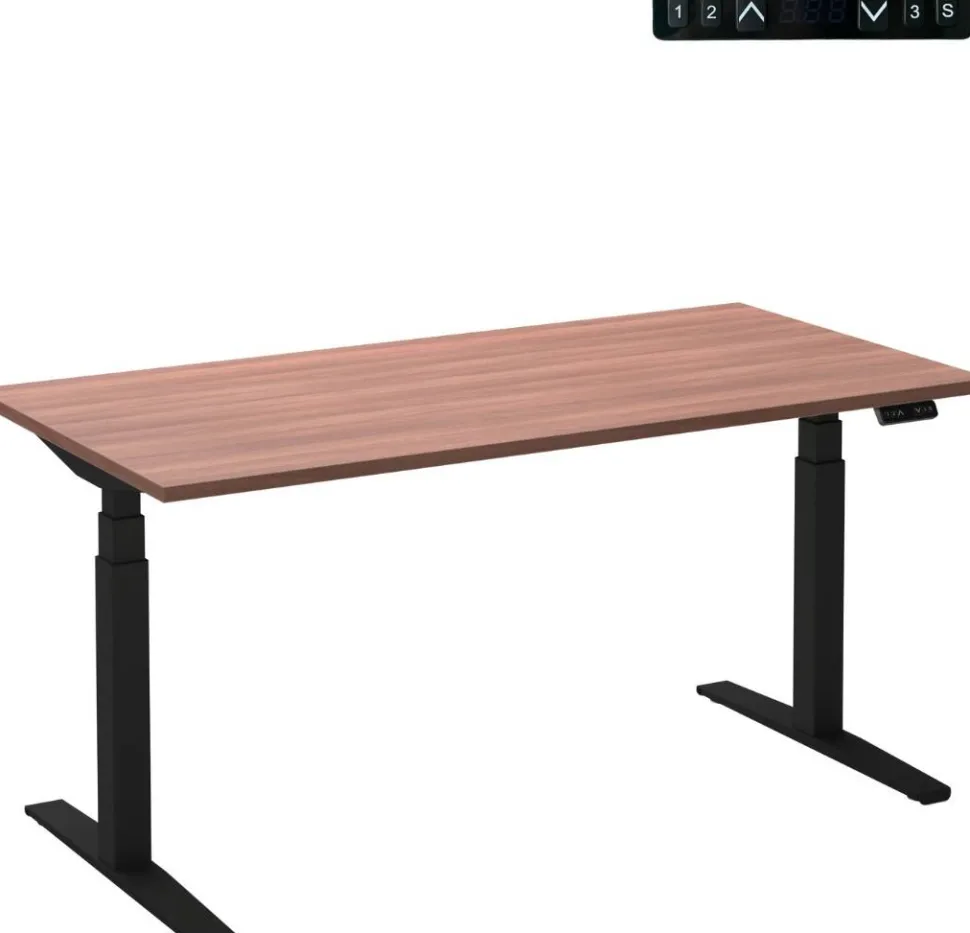 Ceha Adjust 2 Plus Elektrisch hoogteverstelbaar Zit-sta-bureau Rechthoekig Havanabruin Eiken T-Voet 1,200 (B) x 800 (D) x 1,300 (H) mm Melamine, metaal
