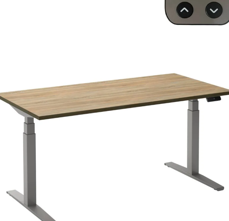Ceha Adjust 2 Plus Elektrisch hoogteverstelbaar Zit-sta-bureau Rechthoekig Eiken T-Voet 1,400 (B) x 800 (D) x 1,300 (H) mm Melamine, metaal