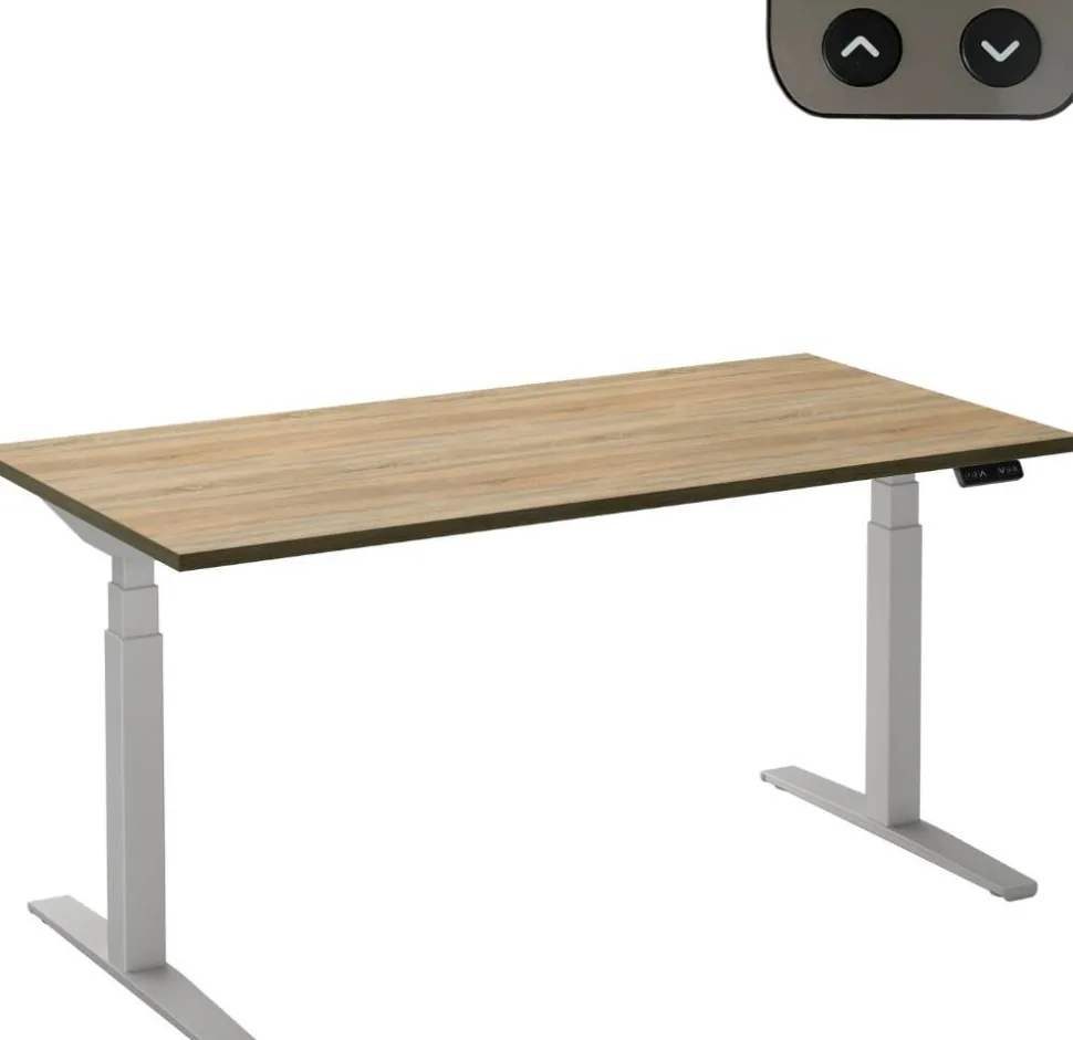 Ceha Adjust 2 Plus Elektrisch hoogteverstelbaar Zit-sta-bureau Rechthoekig Eiken T-Voet 1,800 (B) x 900 (D) x 1,300 (H) mm Melamine, metaal