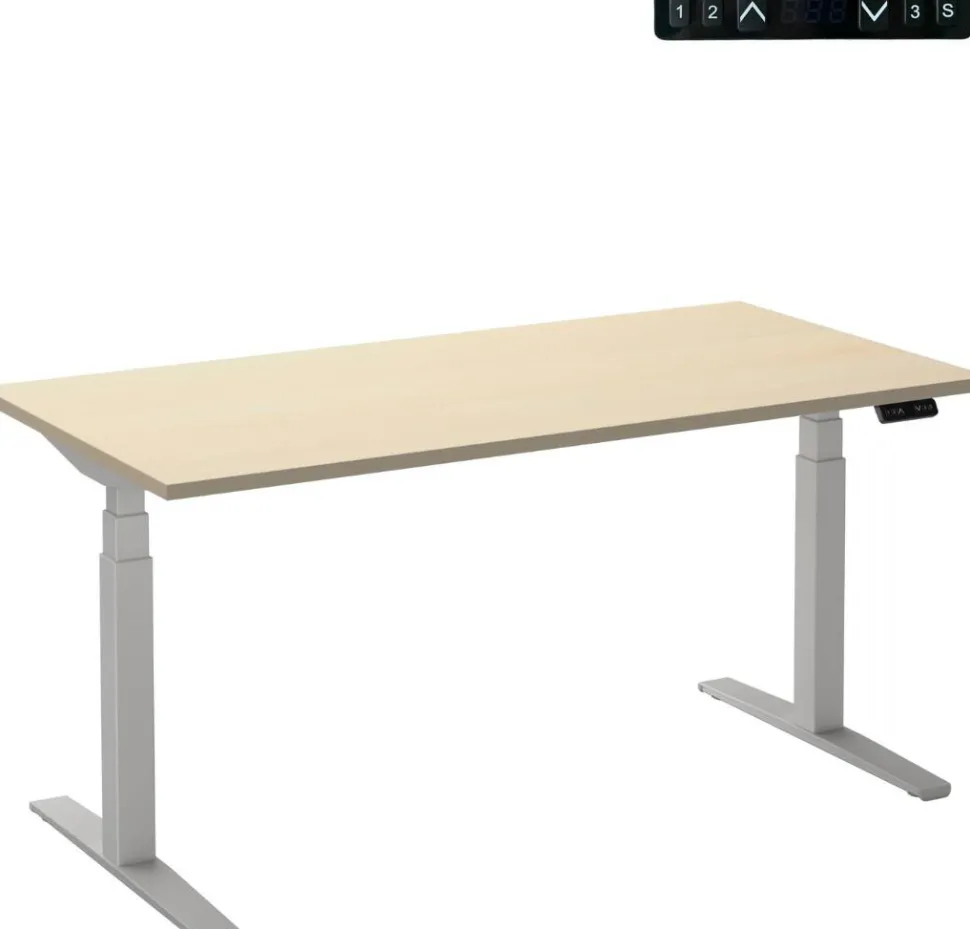 Ceha Adjust 2 Plus Elektrisch hoogteverstelbaar Zit-sta-bureau Rechthoekig Ahorn T-Voet 2,000 (B) x 800 (D) x 1,300 (H) mm Melamine, metaal