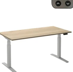 Ceha Adjust 2 Plus Elektrisch hoogteverstelbaar Zit-sta-bureau Rechthoekig Wit Eiken T-Voet 2,000 (B) x 800 (D) x 1,300 (H) mm Melamine, metaal