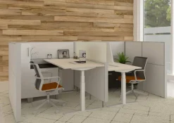 Ceha Adjust 2 Plus Elektrisch hoogteverstelbaar Zit-sta-bureau Rechthoekig Wit Eiken T-Voet 2,000 (B) x 800 (D) x 1,300 (H) mm Melamine, metaal
