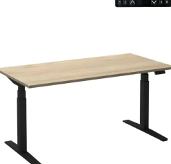 Ceha Adjust 2 Plus Elektrisch hoogteverstelbaar Zit-sta-bureau Rechthoekig Wit Eiken T-Voet 2,000 (B) x 800 (D) x 1,300 (H) mm Melamine, metaal