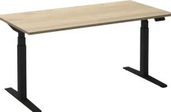 Ceha Adjust 2 Plus Elektrisch hoogteverstelbaar Zit-sta-bureau Rechthoekig Wit Eiken T-Voet 1,600 (B) x 800 (D) x 1,300 (H) mm Melamine, metaal