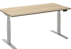 Ceha Adjust 2 Plus Elektrisch hoogteverstelbaar Zit-sta-bureau Rechthoekig Wit Eiken T-Voet 1,600 (B) x 800 (D) x 1,300 (H) mm Melamine, metaal