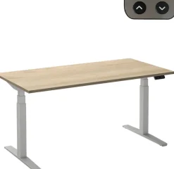 Ceha Adjust 2 Plus Elektrisch hoogteverstelbaar Zit-sta-bureau Rechthoekig Wit Eiken T-Voet 1,600 (B) x 800 (D) x 1,300 (H) mm Melamine, metaal