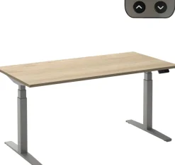 Ceha Adjust 2 Plus Elektrisch hoogteverstelbaar Zit-sta-bureau Rechthoekig Wit Eiken T-Voet 1,800 (B) x 800 (D) x 1,300 (H) mm Melamine, metaal