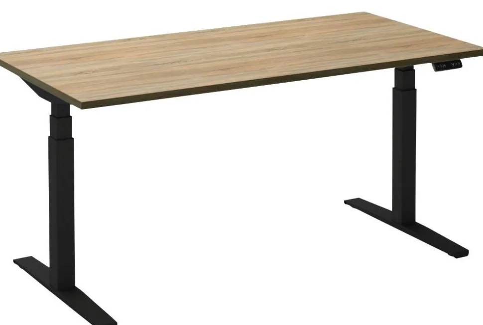 Ceha Adjust 2 Plus Elektrisch hoogteverstelbaar Zit-sta-bureau Rechthoekig Eiken T-Voet 1,200 (B) x 800 (D) x 1,300 (H) mm Melamine, metaal