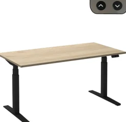 Ceha Adjust 2 Plus Elektrisch hoogteverstelbaar Zit-sta-bureau Rechthoekig Wit Eiken T-Voet 1,800 (B) x 900 (D) x 1,300 (H) mm Melamine, metaal