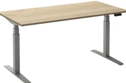 Ceha Adjust 2 Plus Elektrisch hoogteverstelbaar Zit-sta-bureau Rechthoekig Wit Eiken T-Voet 1,400 (B) x 800 (D) x 1,300 (H) mm Melamine, metaal