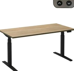 Ceha Adjust 2 Plus Elektrisch hoogteverstelbaar Zit-sta-bureau Rechthoekig Eiken T-Voet 1,600 (B) x 800 (D) x 1,300 (H) mm Melamine, metaal