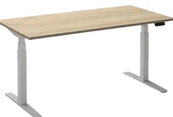 Ceha Adjust 2 Plus Elektrisch hoogteverstelbaar Zit-sta-bureau Rechthoekig Wit Eiken T-Voet 1,400 (B) x 800 (D) x 1,300 (H) mm Melamine, metaal
