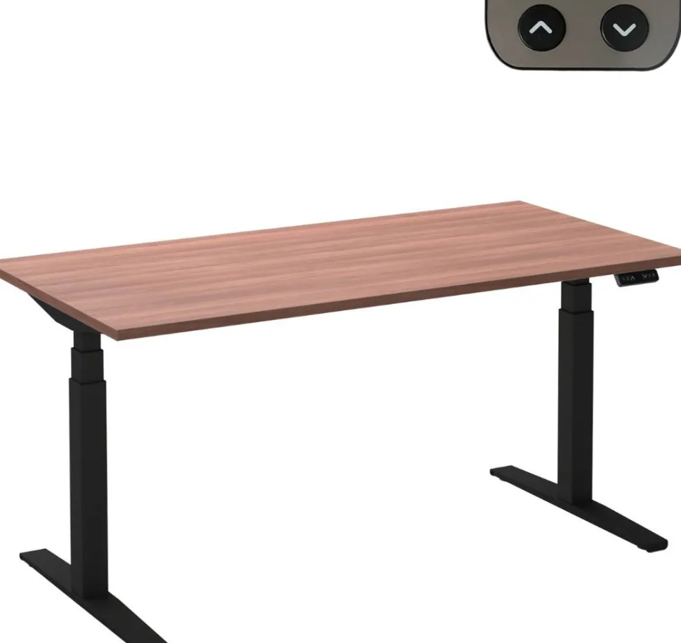 Ceha Adjust 2 Plus Elektrisch hoogteverstelbaar Zit-sta-bureau Rechthoekig Havanabruin Eiken T-Voet 1,400 (B) x 800 (D) x 1,300 (H) mm Melamine, metaal
