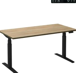 Ceha Adjust 2 Plus Elektrisch hoogteverstelbaar Zit-sta-bureau Rechthoekig Eiken T-Voet 1,200 (B) x 800 (D) x 1,300 (H) mm Melamine, metaal