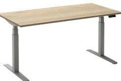 Ceha Adjust 2 Plus Elektrisch hoogteverstelbaar Zit-sta-bureau Rechthoekig Wit Eiken T-Voet 1,200 (B) x 800 (D) x 1,300 (H) mm Melamine, metaal