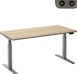 Ceha Adjust 2 Plus Elektrisch hoogteverstelbaar Zit-sta-bureau Rechthoekig Wit Eiken T-Voet 1,200 (B) x 800 (D) x 1,300 (H) mm Melamine, metaal