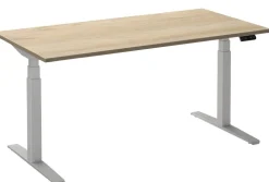 Ceha Adjust 2 Plus Elektrisch hoogteverstelbaar Zit-sta-bureau Rechthoekig Wit Eiken T-Voet 1,800 (B) x 900 (D) x 1,300 (H) mm Melamine, metaal