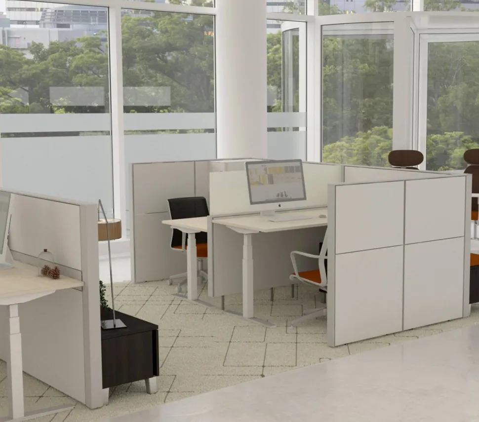 Ceha Adjust 2 Plus Elektrisch hoogteverstelbaar Zit-sta-bureau Rechthoekig Wit Eiken T-Voet 1,400 (B) x 800 (D) x 1,300 (H) mm Melamine, metaal