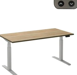 Ceha Adjust 2 Plus Elektrisch hoogteverstelbaar Zit-sta-bureau Rechthoekig Eiken T-Voet 2,000 (B) x 800 (D) x 1,300 (H) mm Melamine, metaal