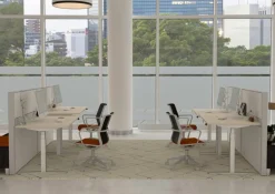 Ceha Adjust 2 Plus Elektrisch hoogteverstelbaar Zit-sta-bureau Rechthoekig Wit Eiken T-Voet 1,800 (B) x 900 (D) x 1,300 (H) mm Melamine, metaal