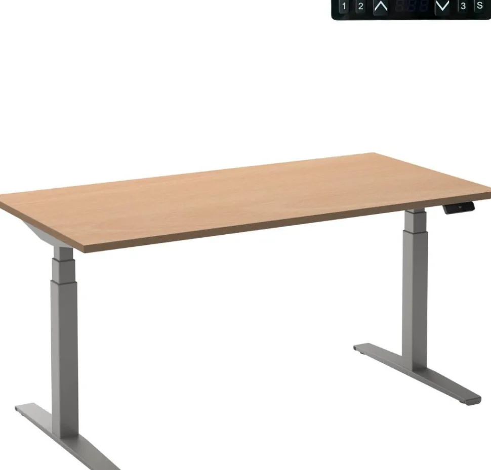 Ceha Adjust 2 Plus Elektrisch hoogteverstelbaar Zit-sta-bureau Rechthoekig Beuken T-Voet 1,800 (B) x 900 (D) x 1,300 (H) mm Melamine, metaal