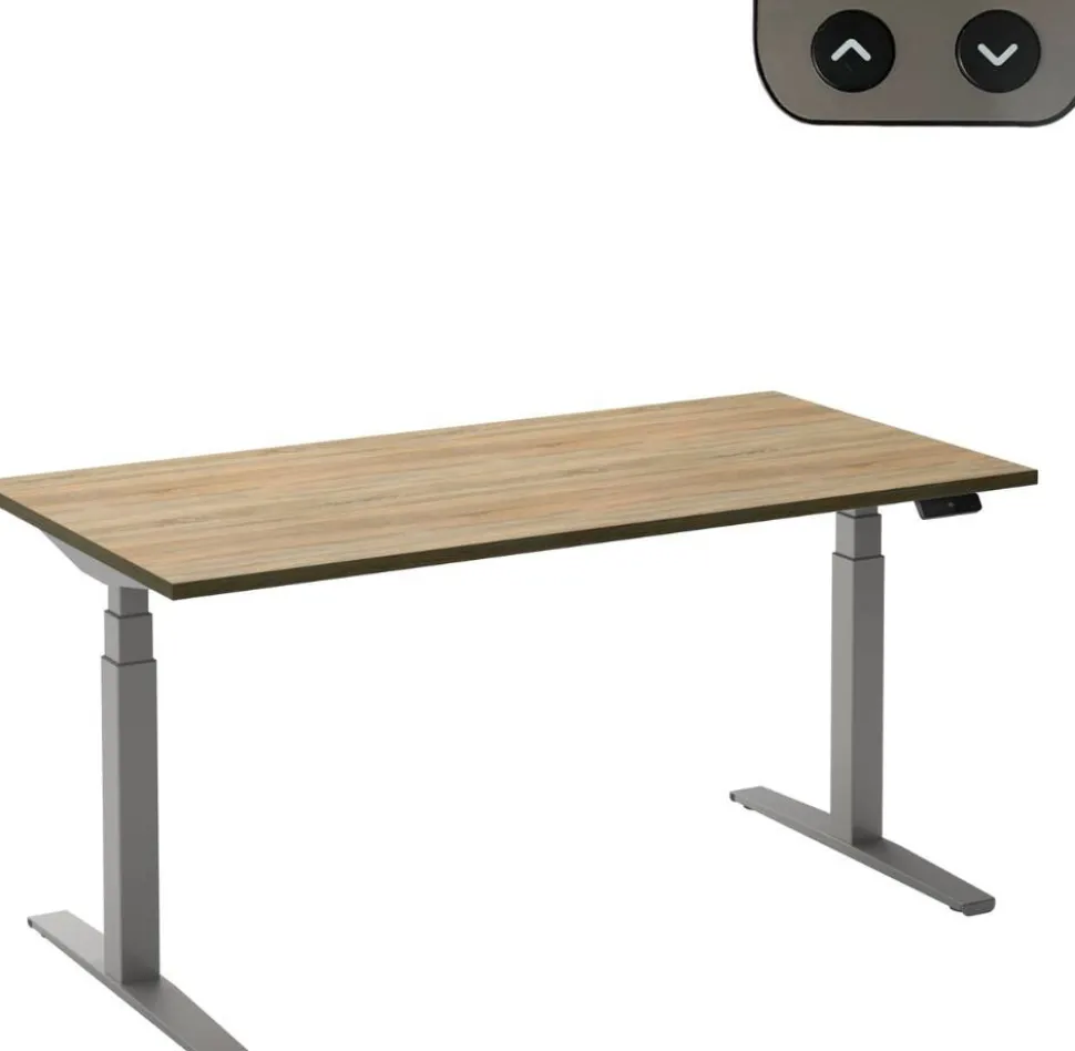 Ceha Adjust 2 Plus Elektrisch hoogteverstelbaar Zit-sta-bureau Rechthoekig Eiken T-Voet 1,800 (B) x 800 (D) x 1,300 (H) mm Melamine, metaal