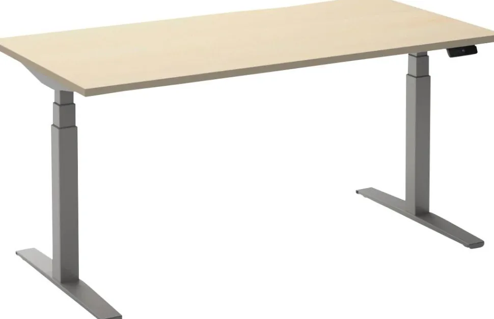 Ceha Adjust 2 Plus Elektrisch hoogteverstelbaar Zit-sta-bureau Rechthoekig Ahorn T-Voet 1,600 (B) x 800 (D) x 1,300 (H) mm Melamine, metaal
