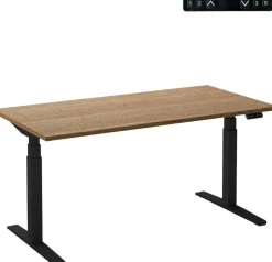 Ceha Adjust 2 Plus Elektrisch hoogteverstelbaar Zit-sta-bureau Rechthoekig Tabak Eiken T-Voet 1,800 (B) x 900 (D) x 1,300 (H) mm Melamine, metaal